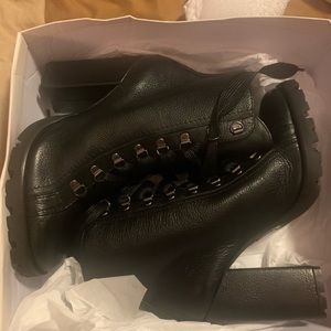 Schutz size 11 black leather combat boots